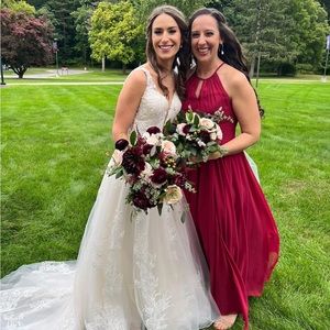 Azazie Burgundy Cherish Size 4 Formal Dress